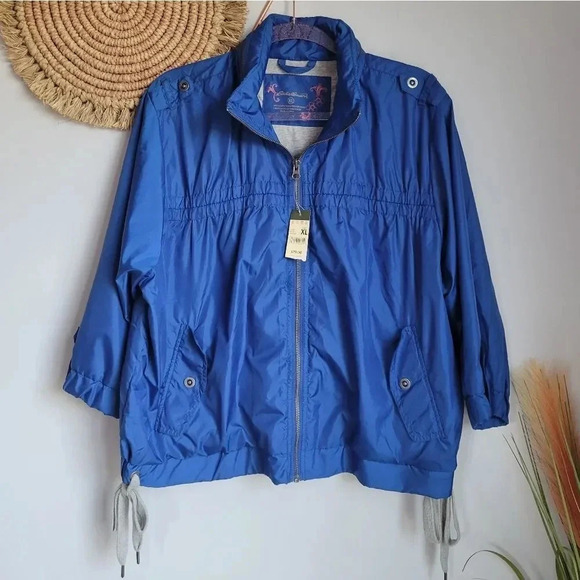 Eddie Bauer, New, Royal Blue 3/4 Sleeve Zip Front Windbreaker Jacket, Size XL - Picture 11 of 11